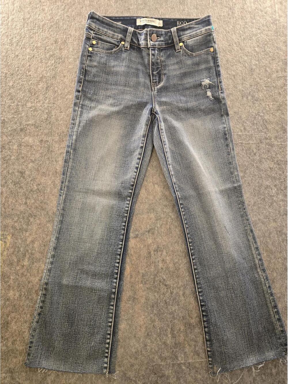 Liverpool Hannah High-Rise Cropped Flare Jeans Distressed S0